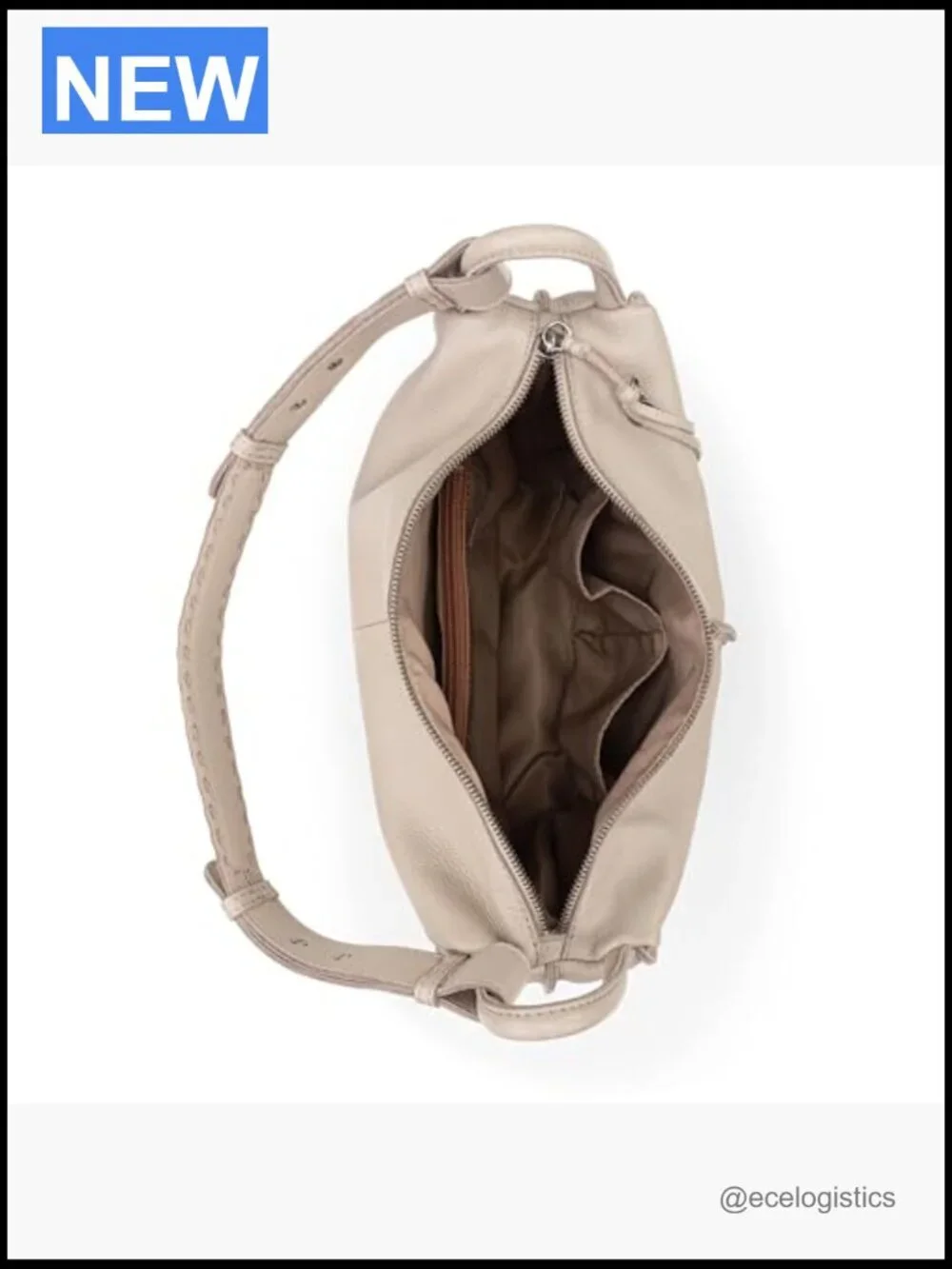Large Leather Hobo Purse with Zipper Pocket - Everyday Travel Bag